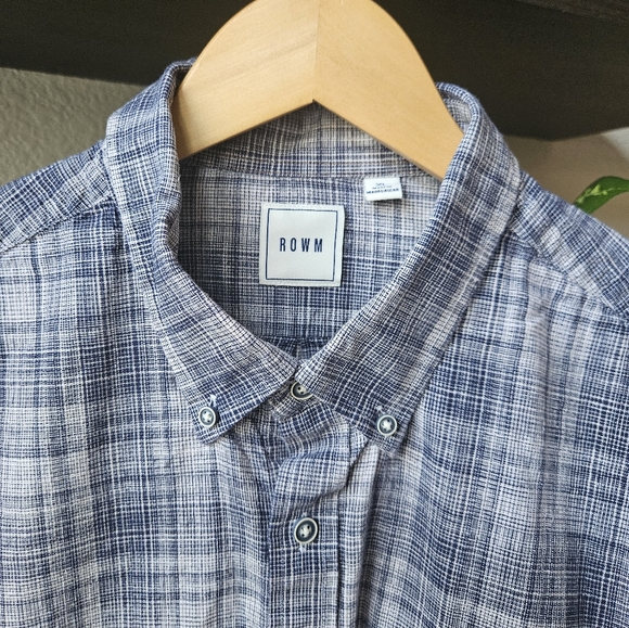 Rowm Mens lightweight flannel XL Blue/Gray - Picture 1 of 6